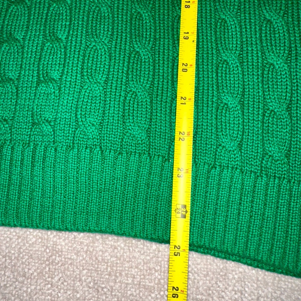 Vintage Ralph Lauren Sport Green Cable Knit Short Sleeve Sweater Size XL - Picture 7 of 16